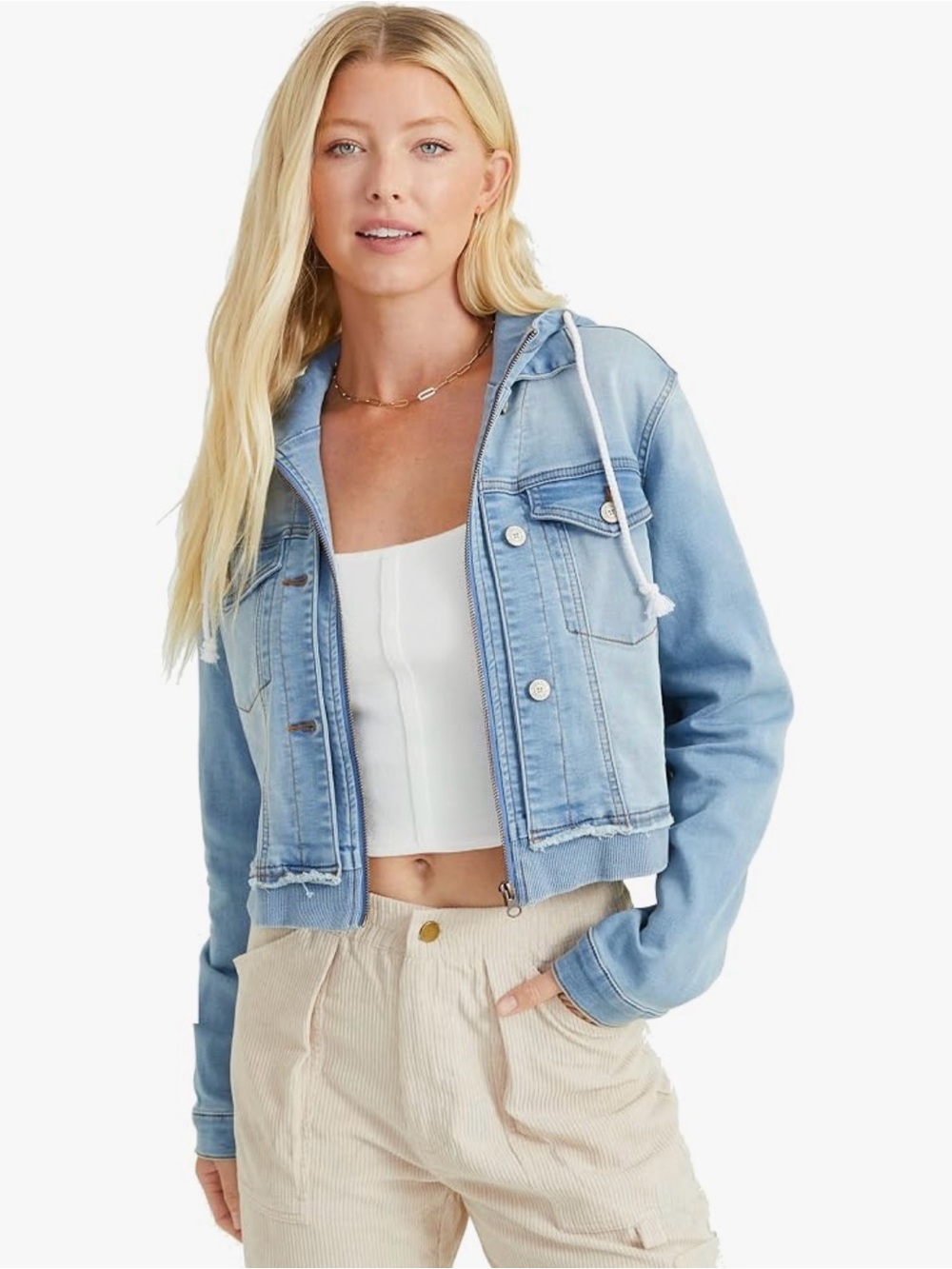Altar'd State Light Blue Hooded Denim Jacket- Luxe Feel! So Soft!